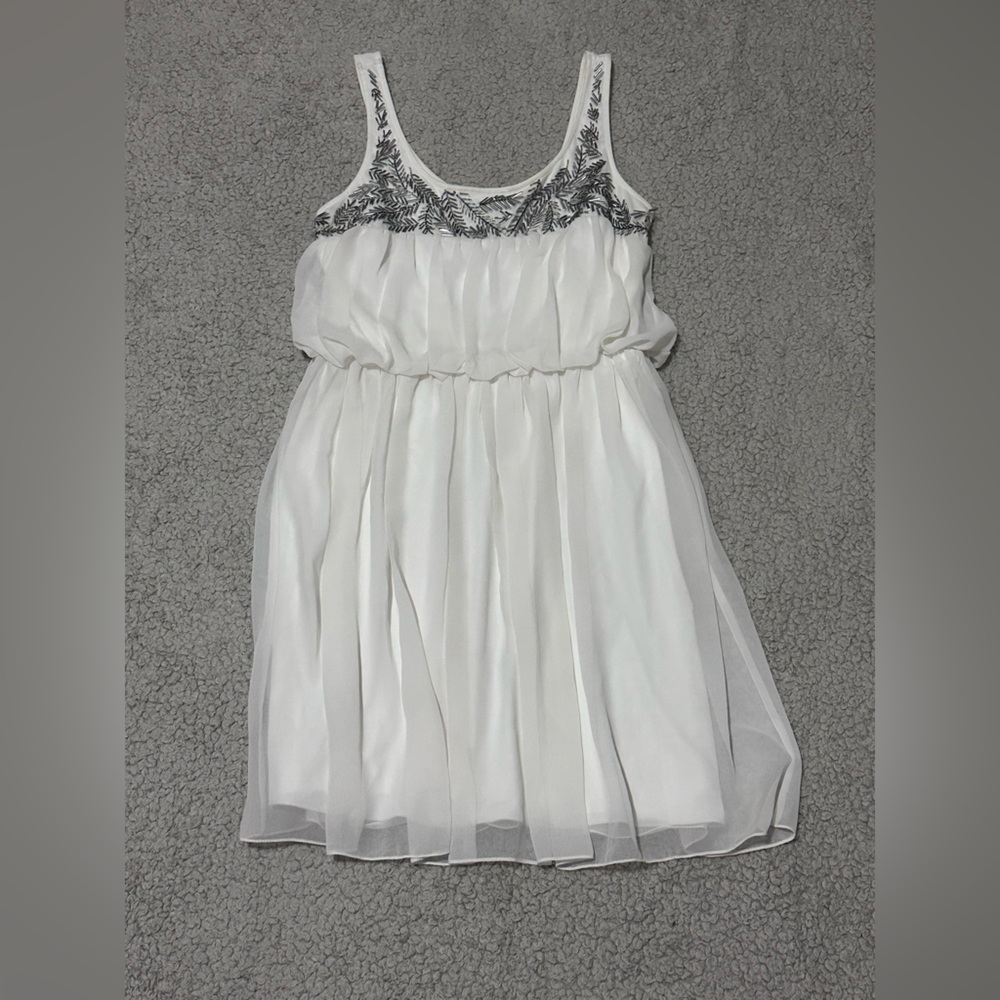 Signature White Dress with Black Embroidery